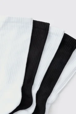 boohooMAN 5 Paires de chaussettes de sport unies mixtes<Homme Chaussettes