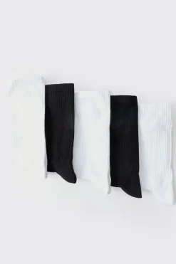 boohooMAN 5 Paires de chaussettes de sport unies mixtes<Homme Chaussettes