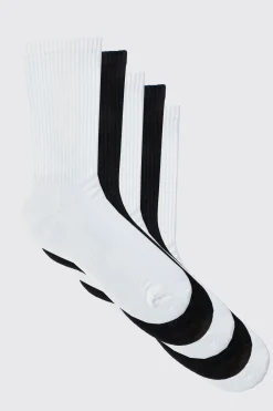 boohooMAN 5 Paires de chaussettes de sport unies mixtes<Homme Chaussettes