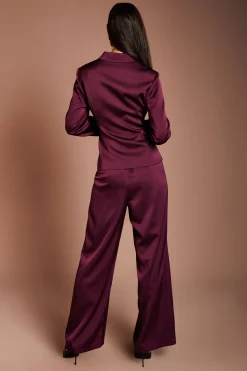 Pantalon Ajusté Avec Détails En Satin