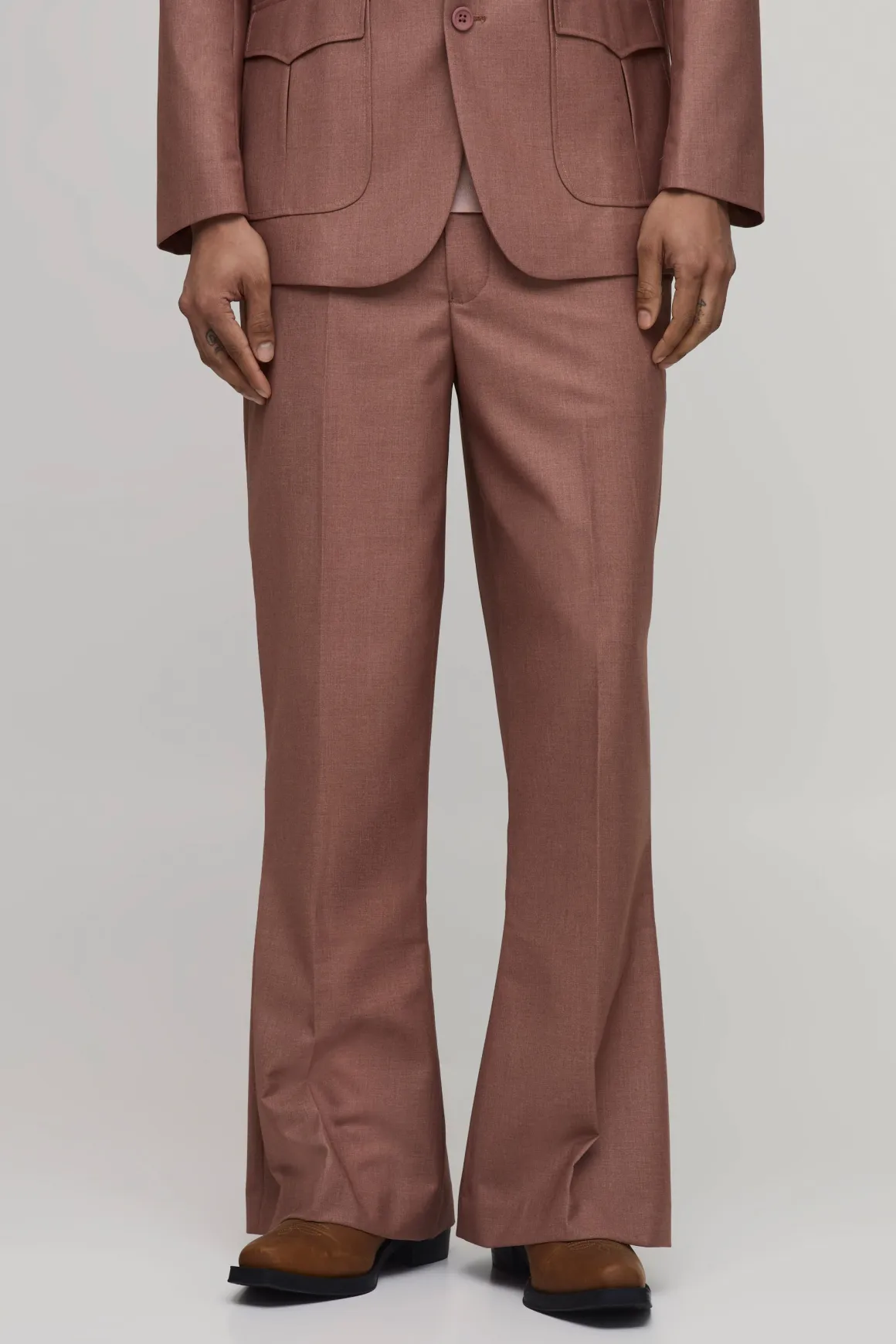Pantalon Ajusté À Détail Empiècement Western Évasé