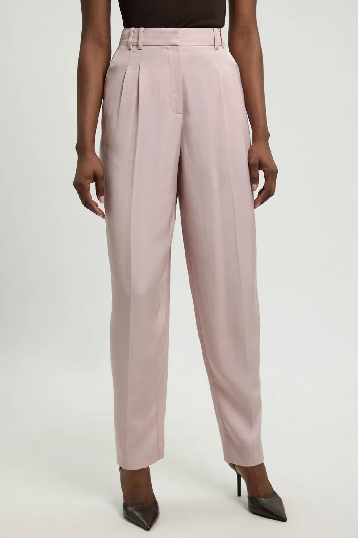Pantalon Ajusté En Mélange De Lin Poli