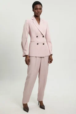 Pantalon Ajusté En Mélange De Lin Poli