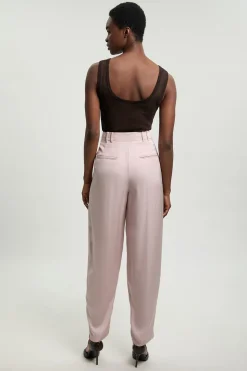Pantalon Ajusté En Mélange De Lin Poli