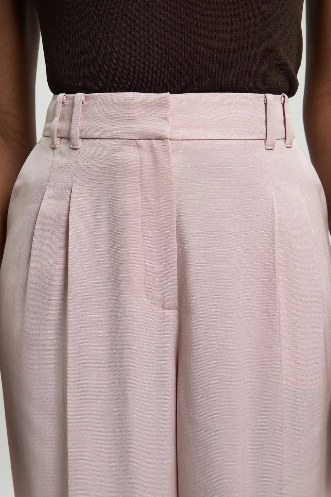 Pantalon Ajusté En Mélange De Lin Poli