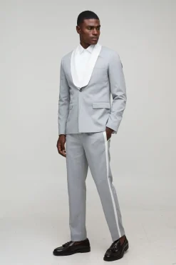 Pantalon ajusté sur mesure à rayures contrastées