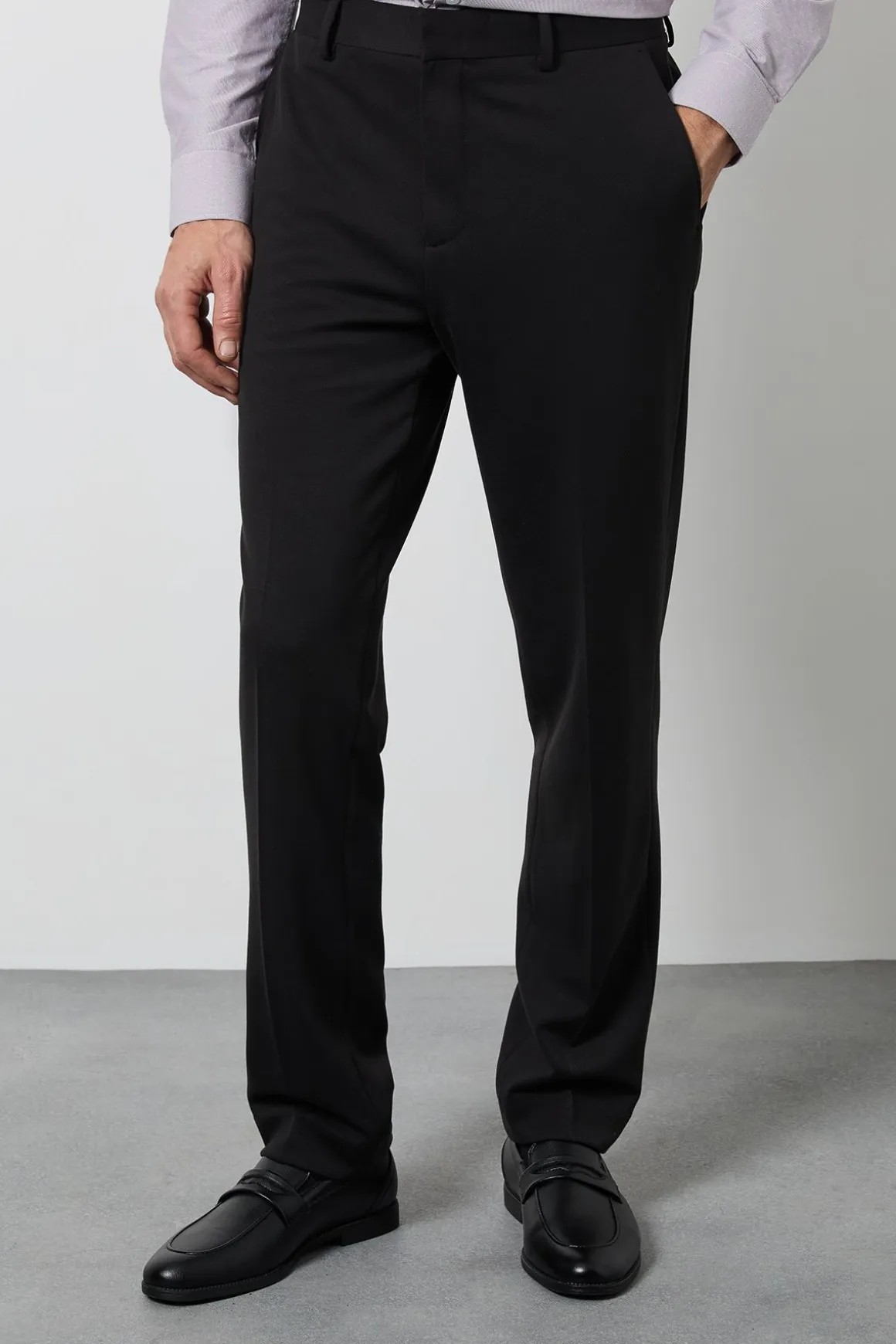 Pantalon Ajusté Texturé Noir