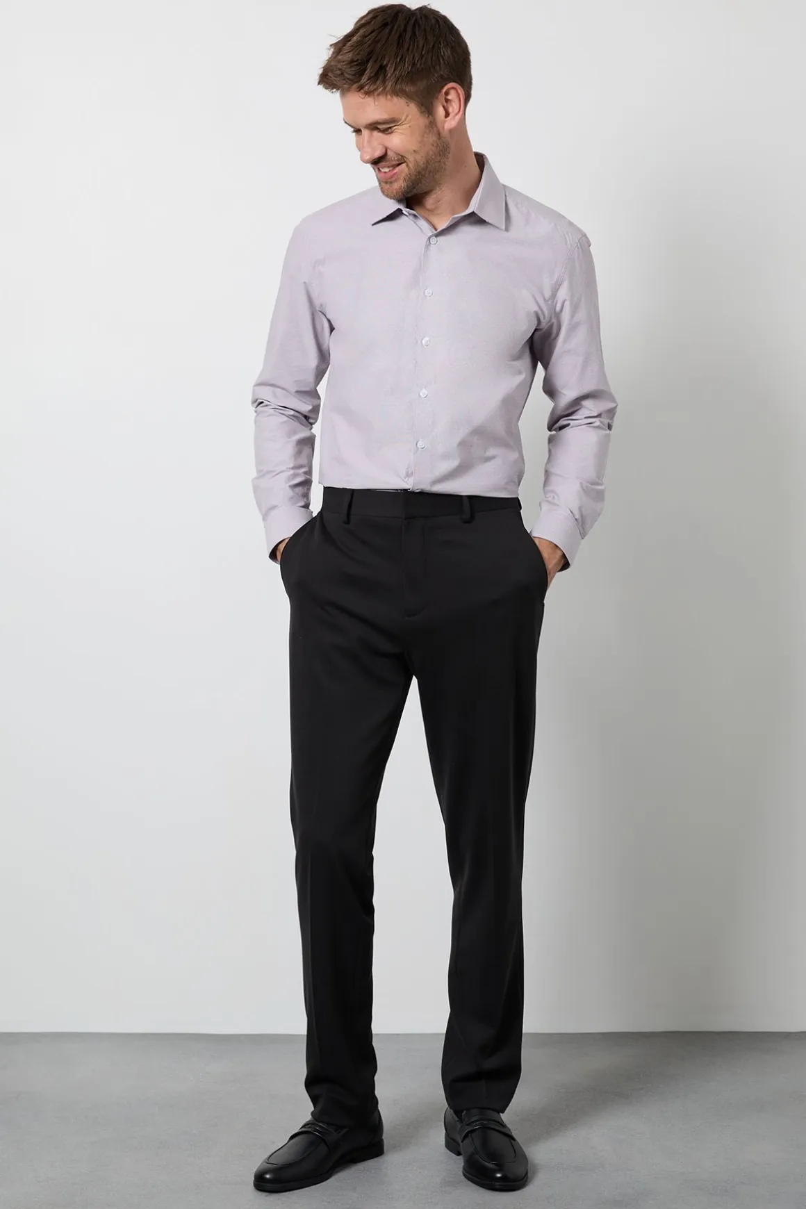 Pantalon Ajusté Texturé Noir