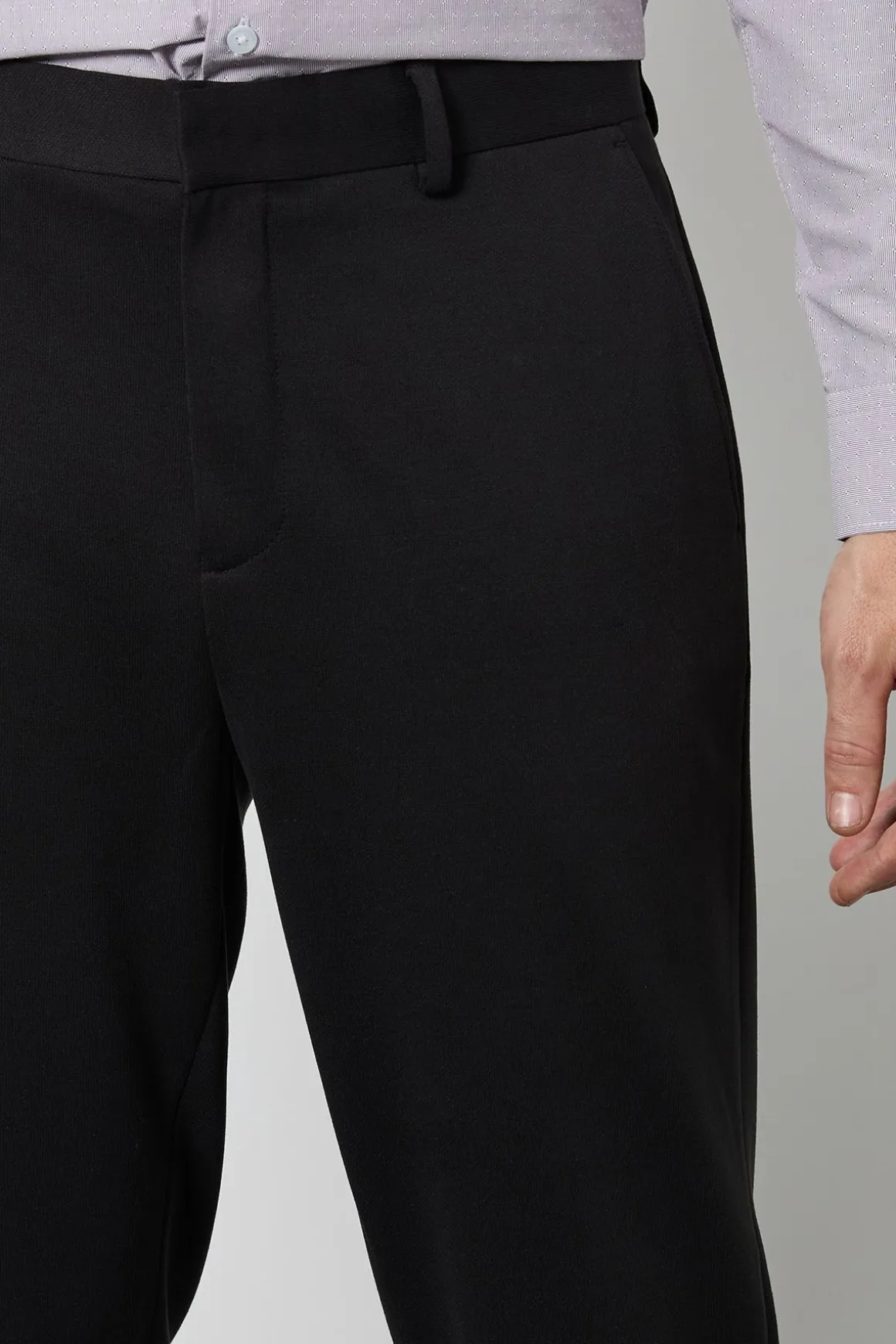 Pantalon Ajusté Texturé Noir