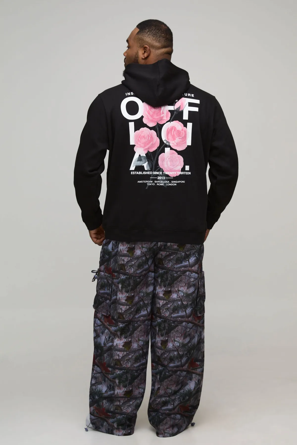 boohooMAN Pantalon ample camouflage en nylon à ceinture élastiquée<Homme Tout Afficher|Pantalons Grande Taille