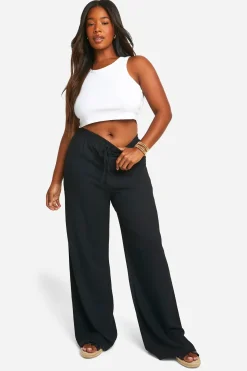 Pantalon ample décontracté à jambes larges texturé
