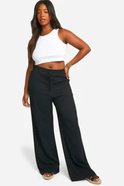 Pantalon ample décontracté à jambes larges texturé