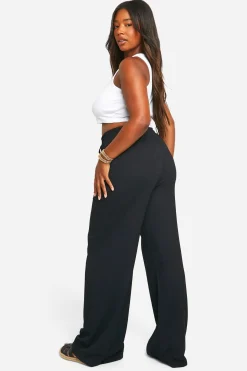Pantalon ample décontracté à jambes larges texturé