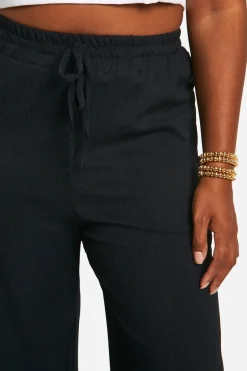 Pantalon ample décontracté à jambes larges texturé