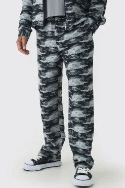 boohooMAN Pantalon ample en jacquard texturé et coupe décontractée<Homme Pantalons Tall|Tout Afficher