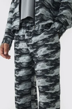 boohooMAN Pantalon ample en jacquard texturé et coupe décontractée<Homme Pantalons Tall|Tout Afficher