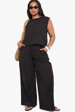 boohoo Pantalon ample en lin pour grandes tailles<Femme Pantalons