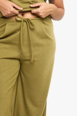 boohoo Pantalon ample en maille à cordon de serrage et à jambe large<Femme Pantalons