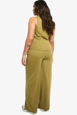 boohoo Pantalon ample en maille à cordon de serrage et à jambe large<Femme Pantalons