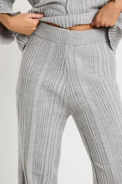boohoo Pantalon ample en maille côtelée douce mixte à jambes larges<Femme Pulls Et Gilets|Toutes Les Mailles