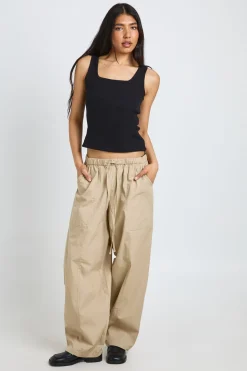 Pantalon Ample En Popeline Avec Cordon De Serrage Et Jambe Tonneau Pour Grande Taille