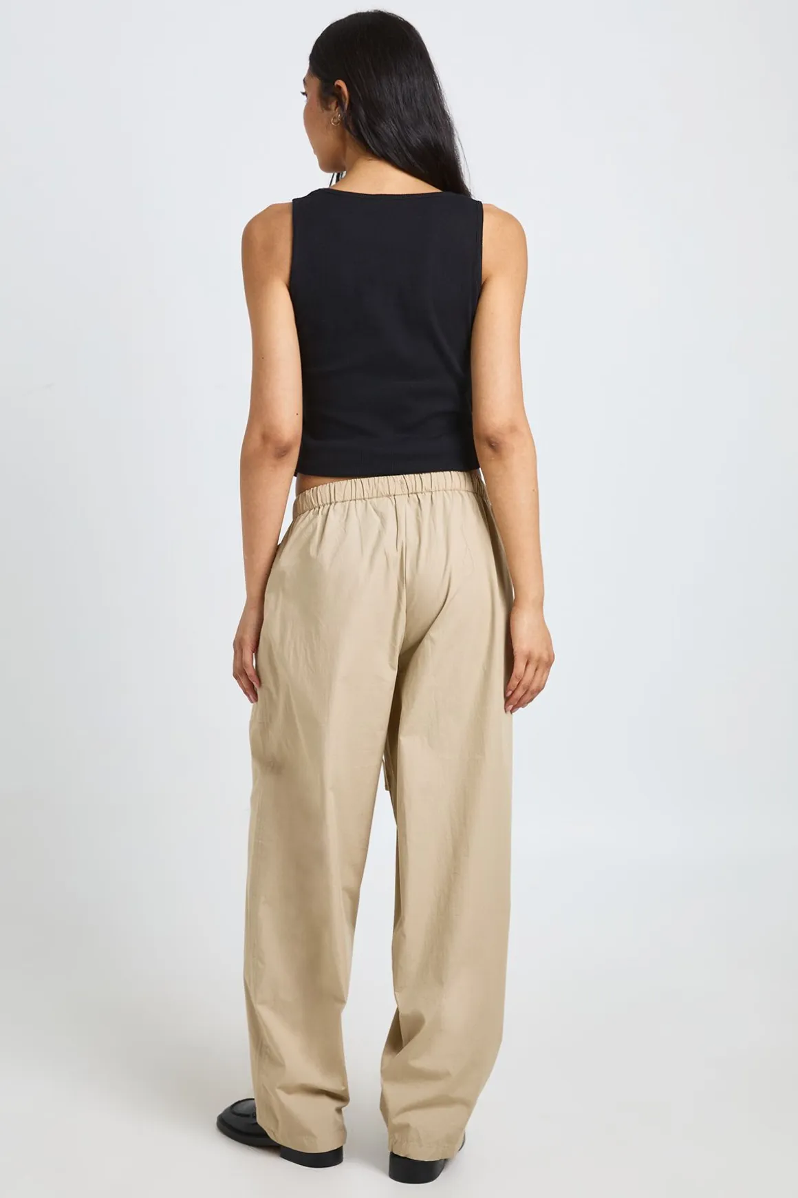 Pantalon Ample En Popeline Avec Cordon De Serrage Et Jambe Tonneau Pour Grande Taille
