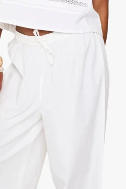 Pantalon ample en popeline à taille avec cordon de serrage