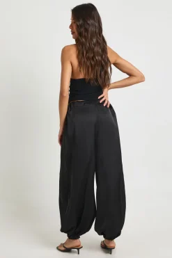 Pantalon Ample En Satin À Taille Élastiquée