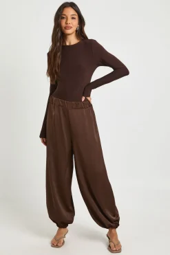 Pantalon Ample En Satin À Taille Élastiquée