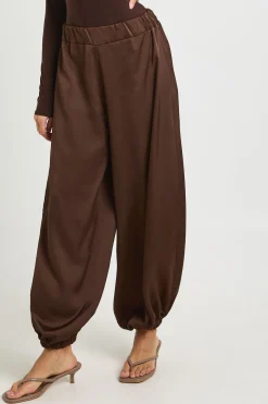 Pantalon Ample En Satin À Taille Élastiquée