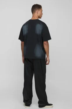 Pantalon ample en synthétique plissé, coupe décontractée pour grandes tailles