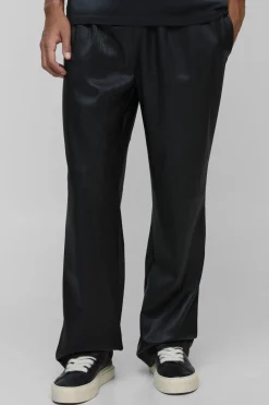 Pantalon ample en synthétique plissé, coupe décontractée pour grandes tailles