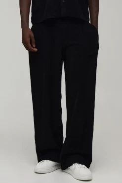Pantalon Ample En Tissu Éponge Avec Plis Sur Le Devant