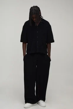 Pantalon Ample En Tissu Éponge Avec Plis Sur Le Devant