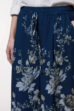 Pantalon ample en viscose tissé à imprimé floral en bordure