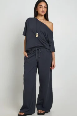 boohoo Pantalon Ample À Jambe Large En Coton Slub Transparent<Femme Pantalons