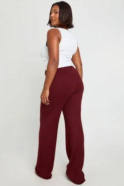 Pantalon ample à jambes larges en maille côtelée Plus Premium