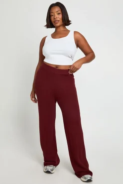Pantalon ample à jambes larges en maille côtelée Plus Premium