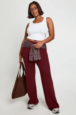 Pantalon ample à jambes larges en maille côtelée Plus Premium