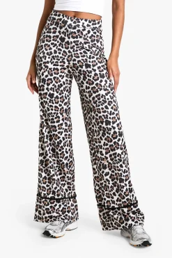 Pantalon ample à jambes larges à enfiler imprimé léopard