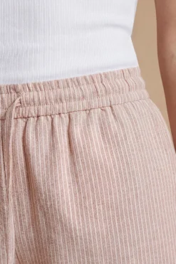 Pantalon Ample À Jambes Larges Avec Taille À Nouer À Fines Rayures