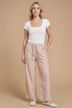 Pantalon Ample À Jambes Larges Avec Taille À Nouer À Fines Rayures