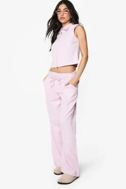 Pantalon ample à jambes larges tissé, sur mesure et ceinturé