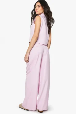 Pantalon ample à jambes larges tissé, sur mesure et ceinturé