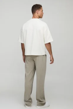 Pantalon ample à la coupe longue en imitation daim texturé