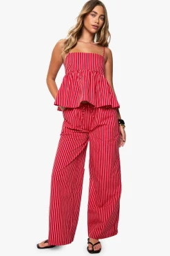 boohoo Pantalon ample à rayures<Femme Pantalons