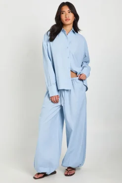 Pantalon Aspect Lin Avec Liens Aux Chevilles