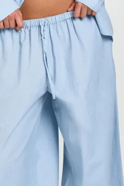 Pantalon Aspect Lin Avec Liens Aux Chevilles