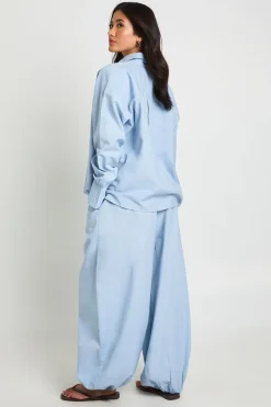 Pantalon Aspect Lin Avec Liens Aux Chevilles