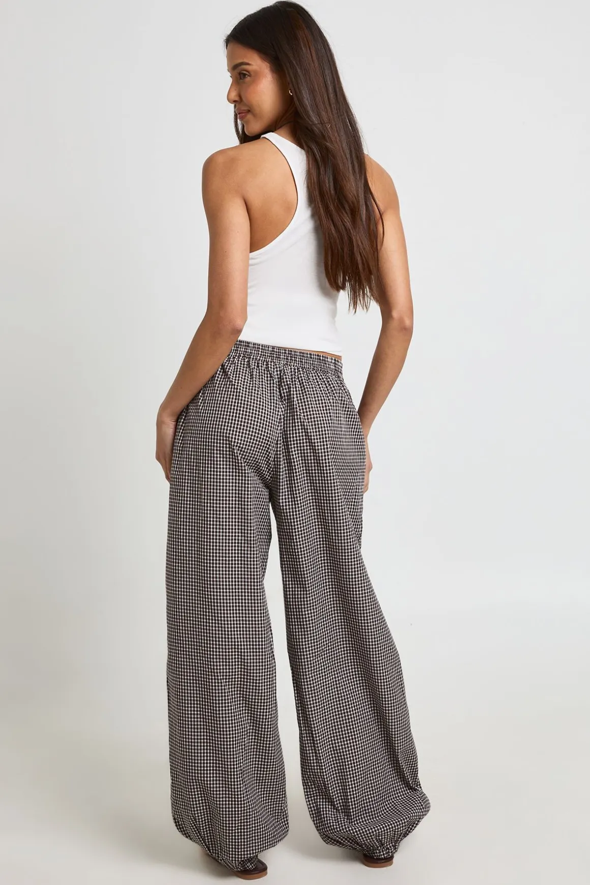 Pantalon Ballon À Carreaux Avec Taille Élastiquée